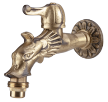 Ornamental Antique Brass Double-Service Bibcock with Ceramic Cartridge