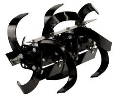 Tiller Blades with Anti-Wrapping System for Ride-On Minitractor R1200 EvoTools +Plus®.