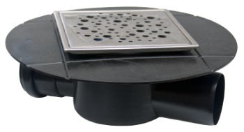 Square Floor Drain Trap, Insulation-Ready SL 1 Inlet 180°