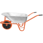 Wheelbarrow P, Galvanized Tray with Slim Polyurethane Wheel and Plastic Rim