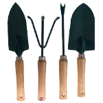 Mini Garden Tools with Wooden Handles (4 Pieces)